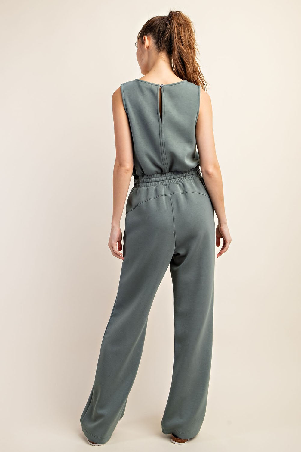 Effortlessly Chic Jumpsuit In Sage