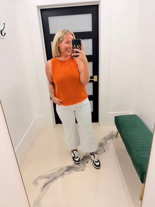 Checkmate Ribbed Tank - Orange