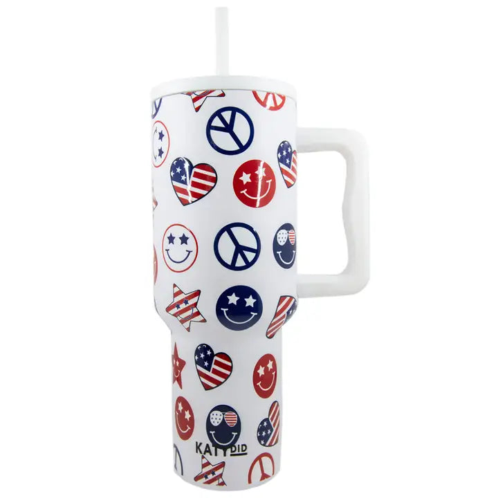 Peace, Love, America Tumbler