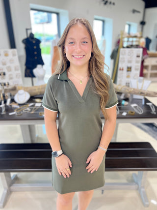 Swiftie Collared Dress- Olive