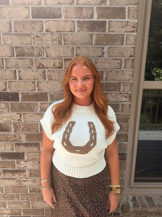 The Horseshoe Sweater Top - Cream/Mocha
