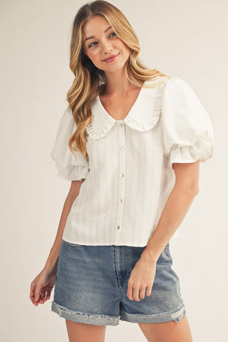 White Puff Sleeve Top