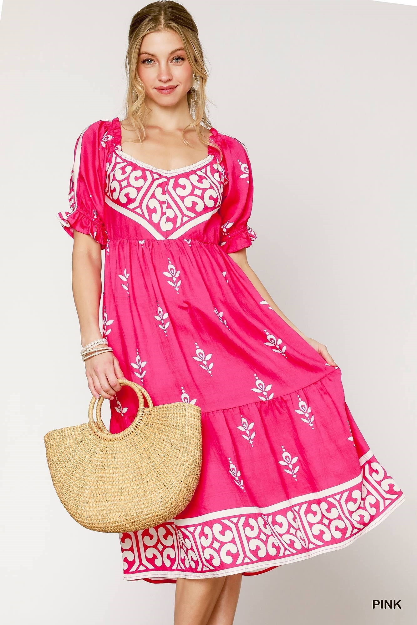 Spring Fling Midi Dress- Pink