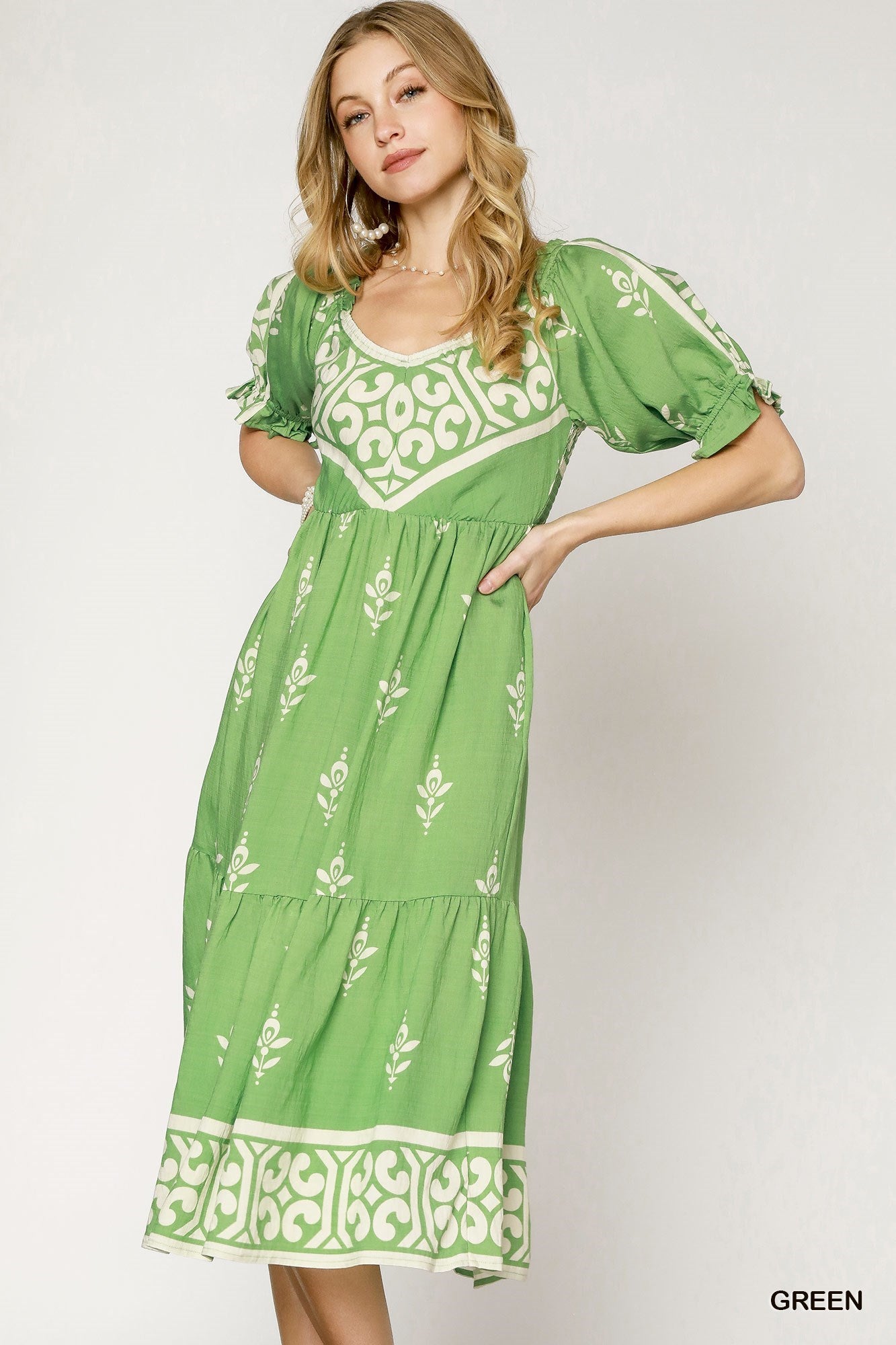 Spring Fling Midi Dress- Green