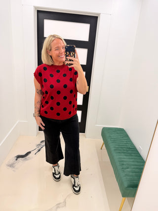 FNL Polka Dot Knit Top - Red/Black