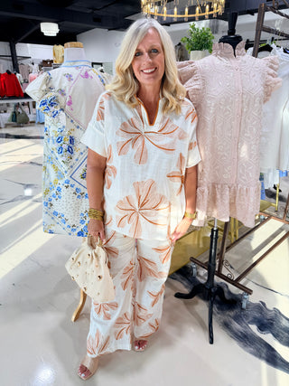 Floral Flavor Pants - Cream