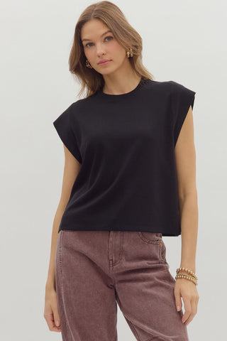 The Crew Pullover Top- Black