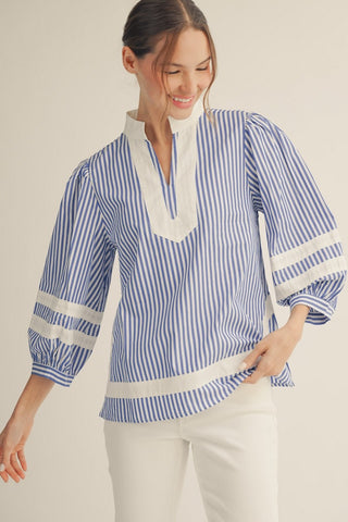 Spring Breeze Stripe Top-Blue