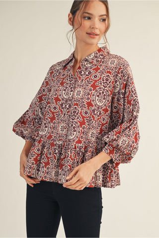 Fall Boho Top- Brown