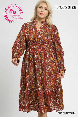 Curvy October Nights Dress- Burgundy