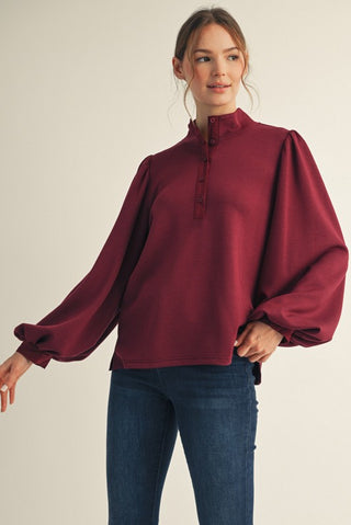 Sangria Style Blouse- Burgundy