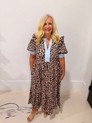Leopard Baby Doll Midi Dress
