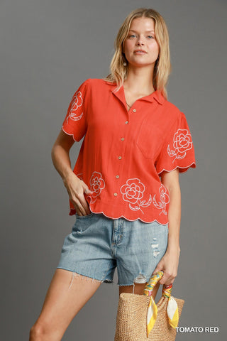 Enchanted Rose Blouse - Red