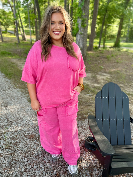 Curvy Pink Pocket Tee