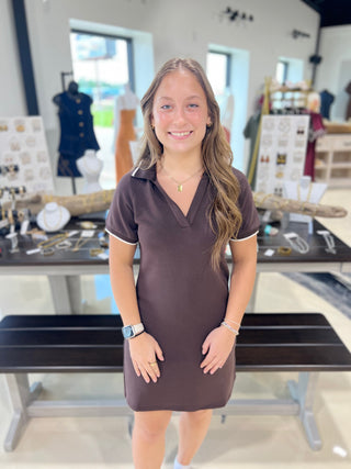 Swiftie Collared Dress- Espresso
