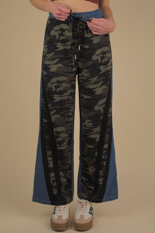 Denim Terry Knit Pants- Camo