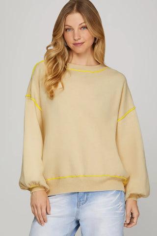 Contrast Crew Neck- Vanilla