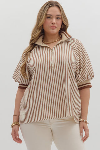 Curvy Making My Way Top- Caramel