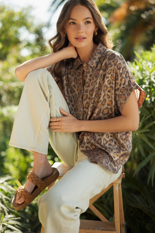 Curvy Shine On Leopard Top