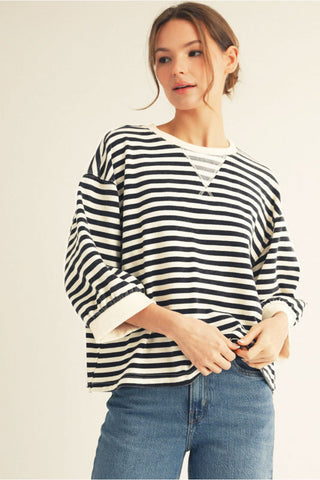 Amber Stripe Top- Black