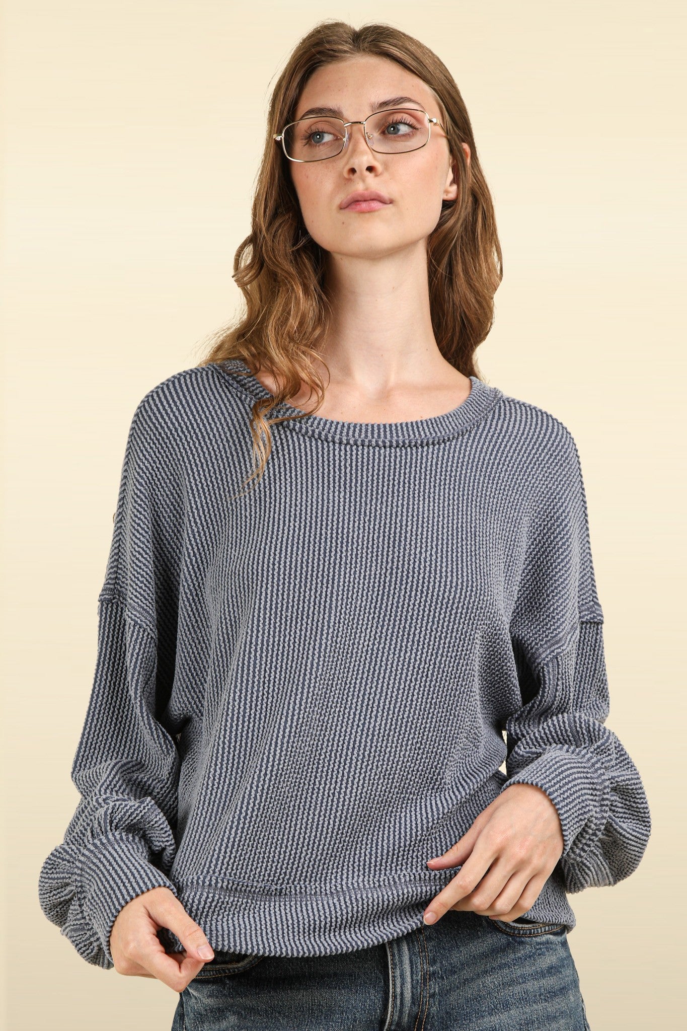 Otto Ribbed Top In Denim