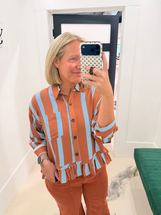 Spiced Stripe Top- Brown Mix