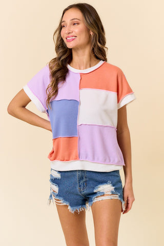 Ella Colorblock Top- Lilac