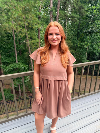 The Sweet Society Mini Dress - Mocha