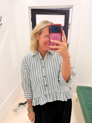 Stripe Medley Top- Gray