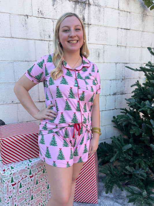 Noelle Tree PJ Shorts In Pink