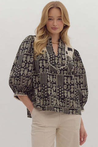 Savannah Charm Top- Black