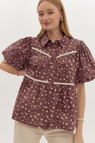 Endless Charm Floral Top- Brown
