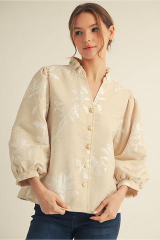 The Suzanne Floral Top- Oatmeal