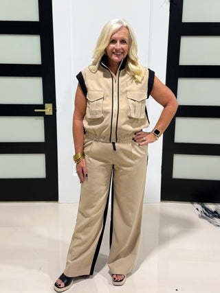 Skyscraper Color Block Vest- Taupe