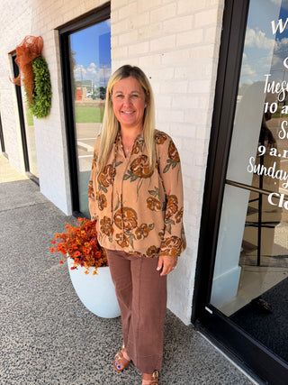 Harvest Blouse- Taupe Mix