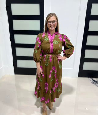 Bloom Babe Dress- Brown