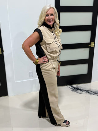 Skyscraper Color Block Pant- Taupe