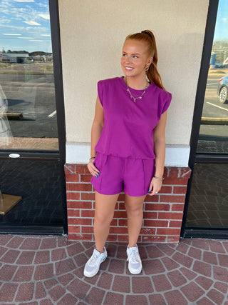 Windswept Wishes Short Set- Plum