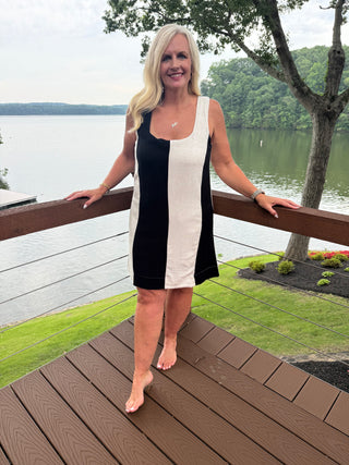 Seaside Stripes Dress- Black