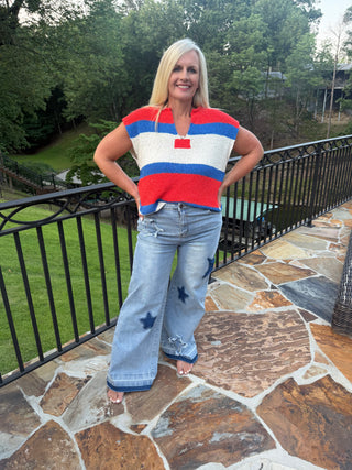 Washed Star Patch Denim Pants