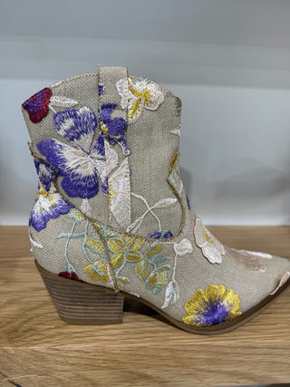 The Wanda Floral Applique Western Boot