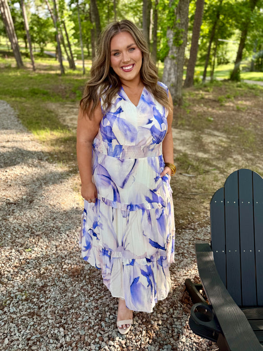 Curvy Watercolor Waves Dress