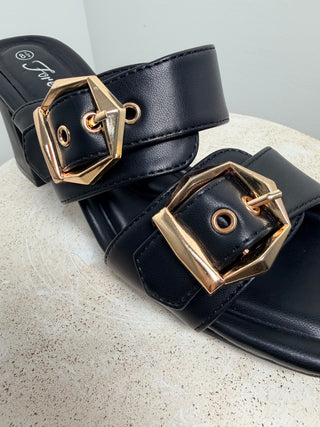 Dinner Date Two Strap Heel- Black