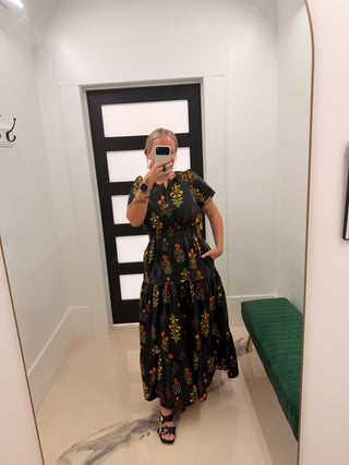 Botanical Garden Maxi Dress- Black