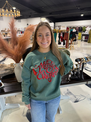 Merry Christmas Sweatshirt- Green