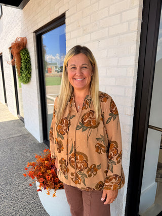 Harvest Blouse- Taupe Mix