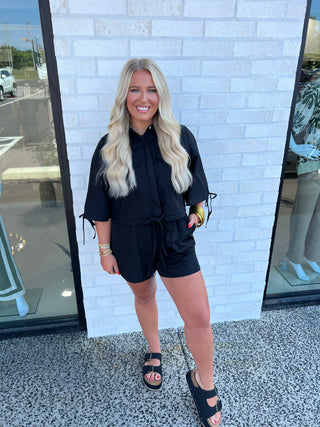 Kinley Drawstring Set- Black