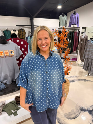 Dot Denim Top