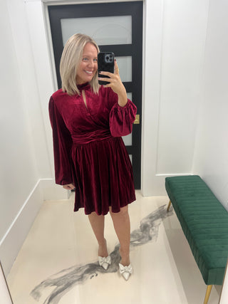 Mistletoe Magic Mini Dress- Burgundy