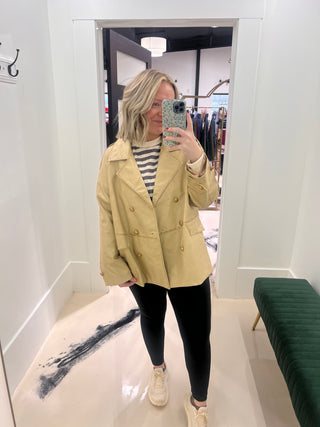 Faux Leather Double Breasted Jacket